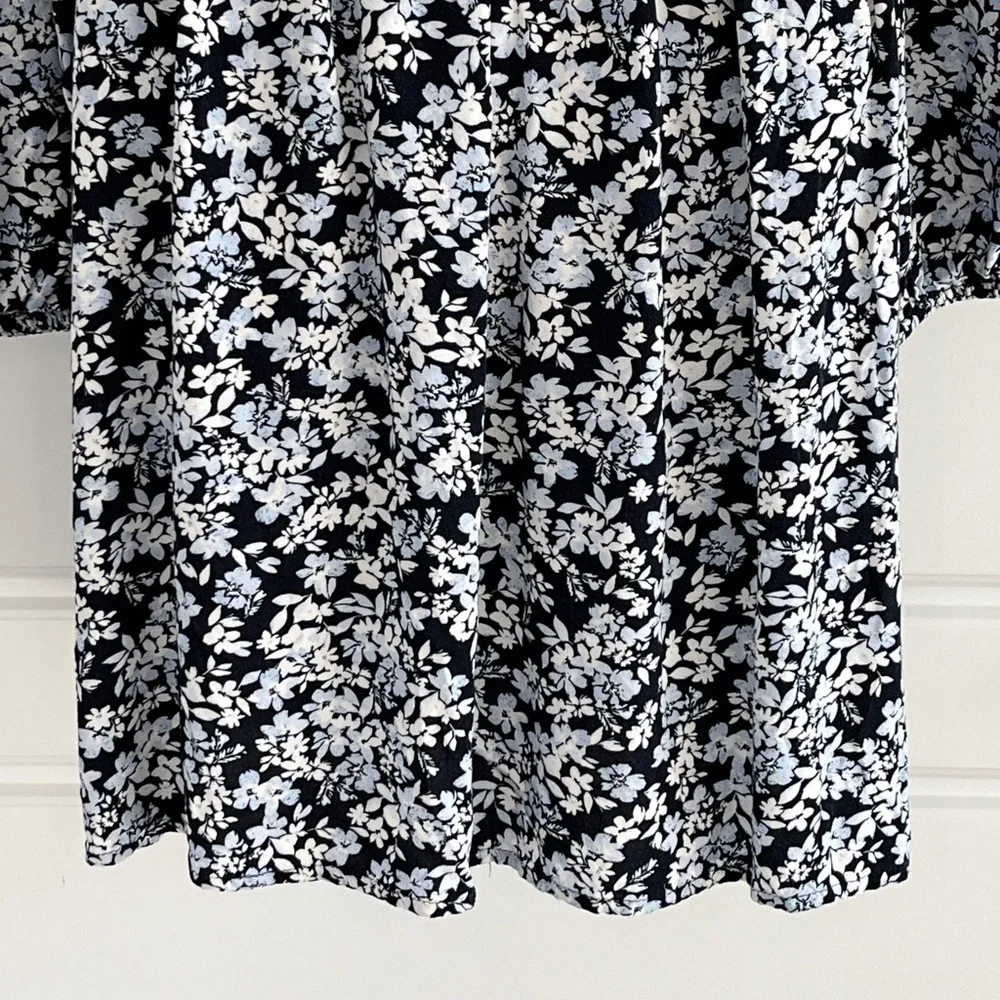 OLD NAVY Fit & Flare Long-Sleeve Smocked Mini Dress Ditsy Floral Boho Size L